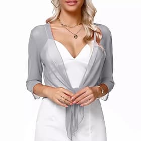 Women's Wrap Shrug Mother's Wraps Bridal's Wraps Wedding Guest 's Wraps Elegant Ladies Formal Style Sleeveless Chiffon Wedding Wraps With Pure Color For Daily