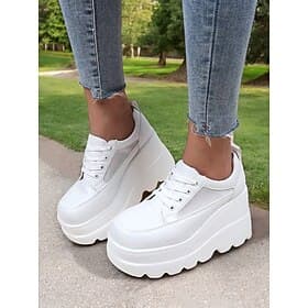 Women's Chunky Platform Sneakers – Lace-Up Wedge Shoes for Casual Wear, Street Fashion  Party Outfits