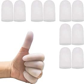 10Pcs/20Pcs Gel Finger Protectors Finger Caps Silicone Fingertips Protection - Finger Cots Great for Trigger Finger Finger Arthritis Finger Cracking and Other thumbnail 2
