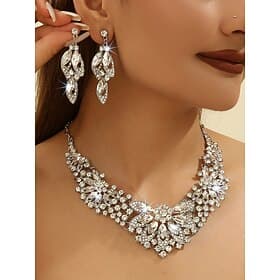 Elegant Green Crystal Jewelry Set – Statement Necklace  Earrings for Women, Luxury Wedding  Party Accessories