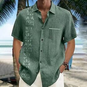 Men's Floral Summer Hawaiian Shirt Button Up Shirt Long Sleeve Fashion Designer Casual Outdoor Daily Holiday Fall  Winter Turndown Print Button-Down BlackBlack