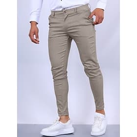 Men's Trousers Chinos Chino Pants Pocket Plain Comfort Soft Daily Outdoor Going out Fashion Streetwear Khaki Black