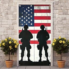 4th of July Veteran's Day Door Decorations Door Covers American Door Tapestry Door Curtain Decoration Backdrop Indoor/Outdoor Door Banner for Front Door Farmho