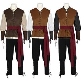 Retro Vintage Medieval Renaissance Cosplay Costume Outfits Suede Vest Pirate Knight Ritter Drawstring Fancy Dress Men's Pirate Halloween Carnival Masquerade Ca