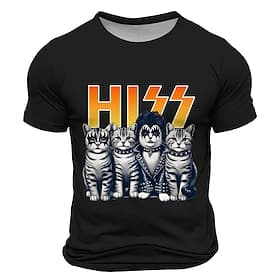 Mens HISS Cats Rock Band Parody Graphic T-Shirt - Funny Humor Short Sleeve Tee
