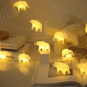 1.5m 10LEDs LED String Lights Elephant Animal Shaped Fairy String Lights Children's Room Decor  Party Holiday Home Decoration Best Gift for Children