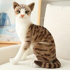 Plush Charming Lifelike Cat Toy Perfect Cozy - Ideal for Halloween Thanksgiving Christmas Gift Valentine's Day Easter Living Room Bedroom Office Decor Lying Do