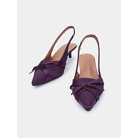 Women's Purple Satin Bow Slingback Kitten Heels – Stylish Evening  Romantic Date Shoes