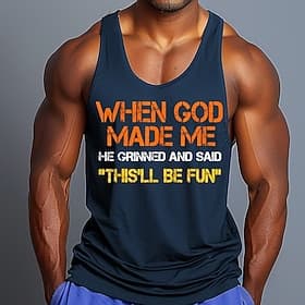Camiseta sin mangas divertida de jerga de la Biblia camiseta de impresión 3D camiseta de cuello redondo moda deportiva diaria gimnasio senderismo azul rojo ver