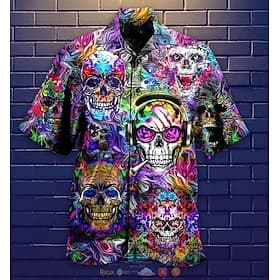 Men's Music Hippie Shirt Summer Hawaiian Shirt Button Up Shirt Short Sleeve Sports Fashion Streetwear Casual Hawaiian Holiday Summer Spring Cuban Collar Print
