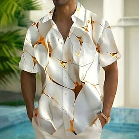 Men's Geometric Abstract Art Shirt Casual Shirt Button Up Shirt Short Sleeve Fashion Casual Vacation Holiday Streetwear Summer Spring Turndown 3D Print Collare