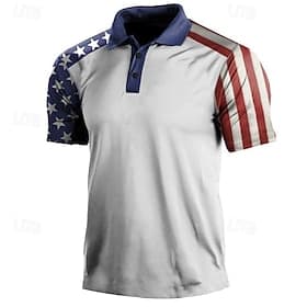4th of July 2026 250th Men's American Flag Veterans Polo Shirts Golf Shirt Short Sleeve Polo Shirts Collared Shirts Casual Streetwear Vacation Wear Party Outfi thumbnail 3