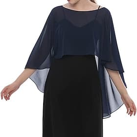 Women's Wrap Elegant Sleeveless Chiffon Wedding Wraps With Pure Color For Party Spring  Summer