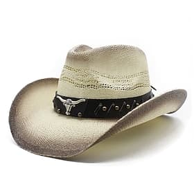 Men's Sun Hat Cowboy Hat Fedora Trilby Hat White Black / White Straw Rope Vintage Style Fashion 18th Century State of Texas Daily Theme Party Solid / Plain Col