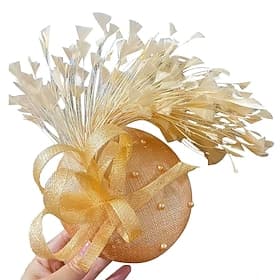 Headdress Sinamay Fedora Hat Wedding Birthday Evening Party Tea Party Horse Race Elegant Vintage Cute With Feather Floral Headpiece Headwear