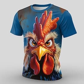 Herre Dyr Morsom T skjorte Kortermet T skjorte 3D-utskrift Crew-hals Skjorte overdrevet Designer Fest Avslappet Ferie Blå Svart Sommer Vår Klær S M L XL XXL XX
