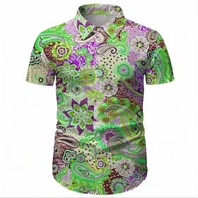 Rétro Vintage Années 1970 Chemise Chemise Aloha Hippie Disco Paisley Ethnique Déguisement Homme Mascarade Vacances Soirée Défilé de la Fierté Adulte Chemise