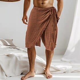 Men's Shorts Linen Shorts Summer Shorts Beach Shorts Drawstring Elastic Waist Plain Comfort Breathable Knee Length Outdoor Daily Beach Fashion Hawaiian White B