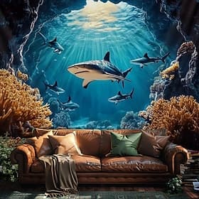 Landscape Ocean Undersea Hanging Tapestry Wall Art Large Tapestry Mural Decor Photograph Backdrop Blanket Curtain Home Bedroom Living Room Decoration