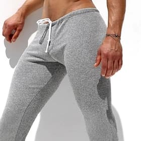 Homme Pantalons Pantalon décontracté Pantalon en tricot Cordon de serrage Uni Confort Respirant Quotidien Salle de sport Yoga Athleisure Gris foncé Gris Micro-