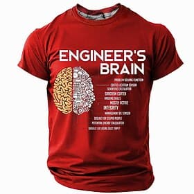 Men's Funny Engineer Brain Graphic T-Shirt - Sarcastic Problem Solver  Coffee Lover Work Office Humor