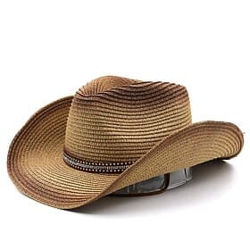 Men's Sun Hat Cowboy Hat Fedora Trilby Hat Black Red Straw Rope Vintage Style Fashion 18th Century Daily Theme Party Solid / Plain Color Sunscreen Cosplay