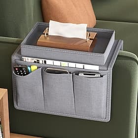Sofa Armrest Organizer Bedside Storage Caddy for Dorm and Living Room, Hanging Couch Arm Caddy for Remote, Books, Phone, Multi-Purpose Organizer for Car or Sof