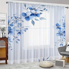 Two floral and leaf patterned window decorations and screens can be used for privacy coverage and room decoration in bedrooms as well as for kitchens cafes liv