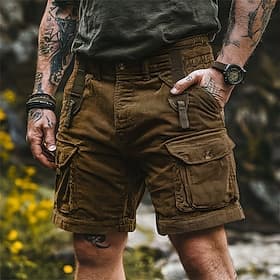 Homme Shorts cargo Shorts Short décontracté Shorts de Randonnée Short en velours côtelé Taille Élastique Multi-poches Jambe Droite Uni Confort Respirant Longue