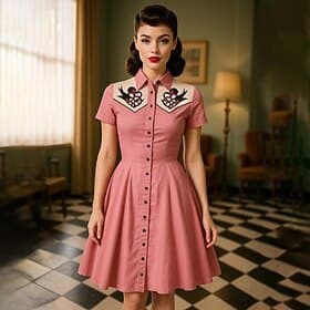1950s Retro Vintage Mini Shirt Dress Cowgirl Button Down 3D Print Fancy Dress Women's Masquerade Casual Vacation Tea Party Adults' Dress Spring  Summer thumbnail 2
