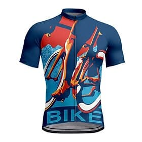 Men's Cycling Jersey Graphic Geometric Letter  Number Short Sleeve Bike Tee Tshirt Jersey Top with 3 Rear Pockets UV Resistant Quick Dry Front Zipper Reflectiv