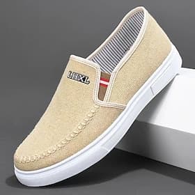 Mocasines casuales de lona sin cordones para hombre: zapatos de verano ligeros y transpirables para uso diario, viajes y paseos por la playa.