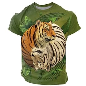Herren T Shirt Kurzarm T-Shirt 3D-Druck Rundhalsausschnitt Hemd Übertrieben Designer Party Straße Lässig Grün Sommer Frühling Ganzjahres Bekleidung S M L XL XX