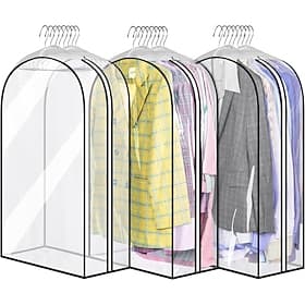 3 Packs Garment Bags Gusseted All Clear Garment Covers for Hanging Clothes 40 Suit Bags for Closet Storage Hanging Clothes Storage Suit Cover for Shirts, Coats
