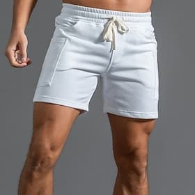 Men's Athletic Shorts Sweat Shorts Shorts Summer Shorts Drawstring Pocket Elastic Waist Plain Comfort Breathable Short Outdoor Sports Classic Casual Light Grey