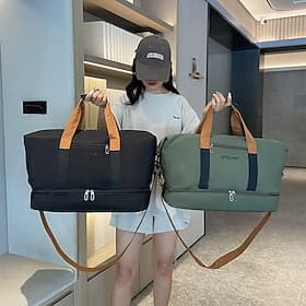 Weekender Bag Travel Duffel Bag with Shoe Compartment, Gym Bag with Wet Dry Separation for Women Men, Large Capacity Lightweight Overnight Tote for Travel, Spo
