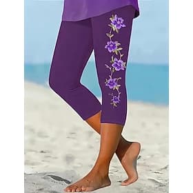 Women's Leggings Capri Pants High Elasticity Vacation Vintage Fashion Calf-Length High Waist Floral Graphic Printing Breathable Soft Stretchy Formal Vacation O