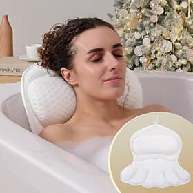 Badkissen luxuriöses Badewannen-Kissen Badkissen für Nacken- und Rückenunterstützung im Tub ergonomisches Badkissen mit 4D-Luftgitter 6 starken Saugnäpfen tol