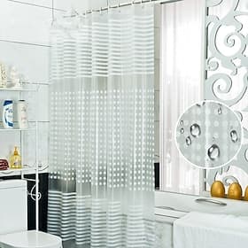Peva Waterproof Mould Proof Thickened Shower Curtain 180cm180cm(7070) Toilet Bathroom Stripe Printing