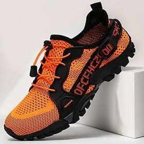 Men's Sneakers Upstream Shoes Canyoning PU Leather Mesh Breathable Comfortable Slip Resistant Lace-up Black Dark Purple Blue Summer Spring