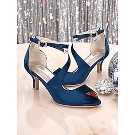 Damen Hochzeitsschuhe Brautschuhe Schnalle Kätzchenabsatz Offene Spitze Minimalismus Satin Knöchelriemen Schwarz Weiß Elfenbein