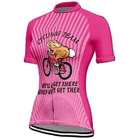 Damen Radtrikot Grafik Streifen Kurzarm Fahhrad T-Shirt Trikot mit 3 Gesäßtaschen Mountainbike MTB Schnelltrocknend Anatomisches Design Feuchtigkeitsableitend