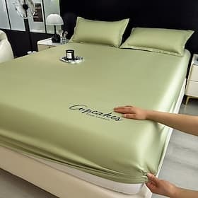 Lit rafraîchissant d'été drap-housse en soie confortable draps rafraîchissants pour dormeur chaud drap-housse respirant uniquement pour femmes hommes et adoles