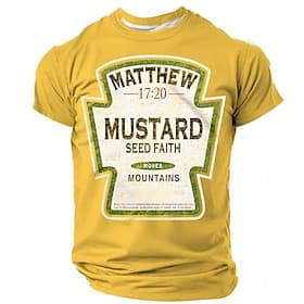 Men's Faith Graphic T-Shirt  Matthew 17:20 Mustard Seed Moves Mountains Inspirational