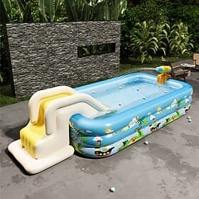 Piscine gonflable pour enfants, grande piscine gonflable pour jardin familial, piscine rectangulaire pour enfants, bleu