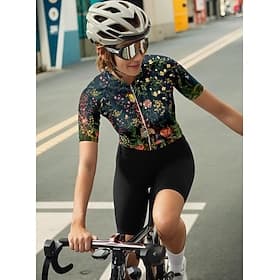 Women's Cycling Jersey Graphic Floral Botanical Vintage Short Sleeve Bike Jersey Top with 3 Rear Pockets Sunscreen UV Resistant Quick Dry Reflective Strips Spo