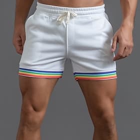 Herren Sportliche Shorts Sweat-Shorts Shorts Sommershorts Kordelzug Tasche Elastischer Bund Regenbogen Komfort Atmungsaktiv Kurz Outdoor Sport Klassisch Lässig