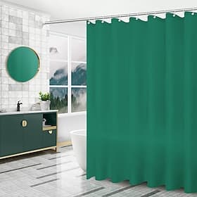 PEVA Shower Curtain,180cm180cm(7070Emerald Green Solid Color Shower Curtains with 12 Hooks Waterproof Machine Washable Bath Curtains for Bathroom