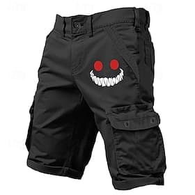 Men's Graphic Novelty Smile Face Cargo Shorts Work Shorts Mid Waist Classic Casual Outdoor Camping  Hiking Multiple Pockets Designer Clothing Apparel