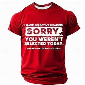 Men's Funny Selective Hearing T-Shirt - Sarcastic Quote Graphic Tee Short Sleeve